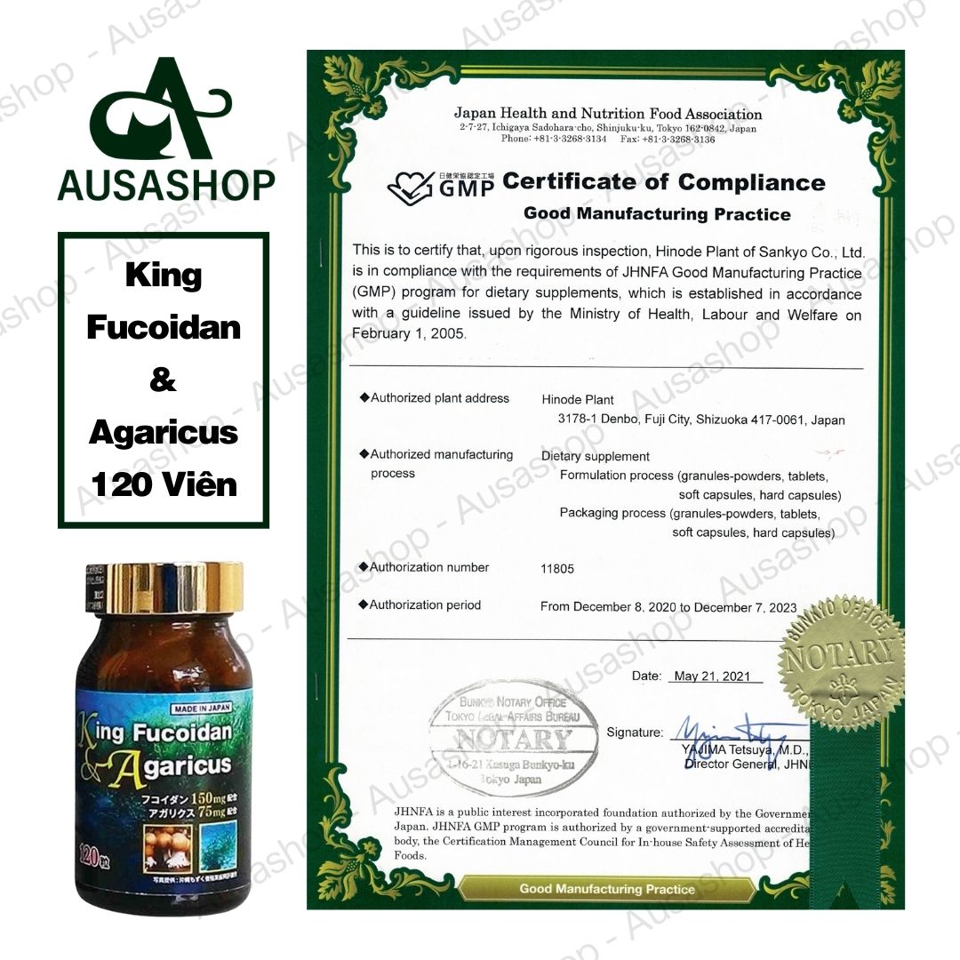 Chứng Thực GMP King Fucoidan Chứng Thực GMP King Fucoidan