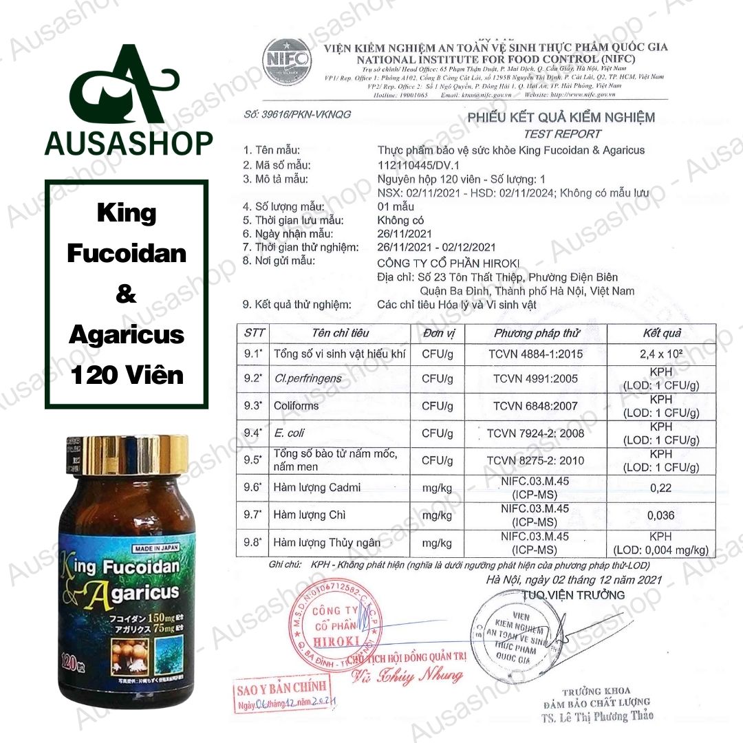 Kiểm Nghiệm King Fucoidan & Garius 120 Viên Kiểm Nghiệm King Fucoidan & Garius 120 Viên