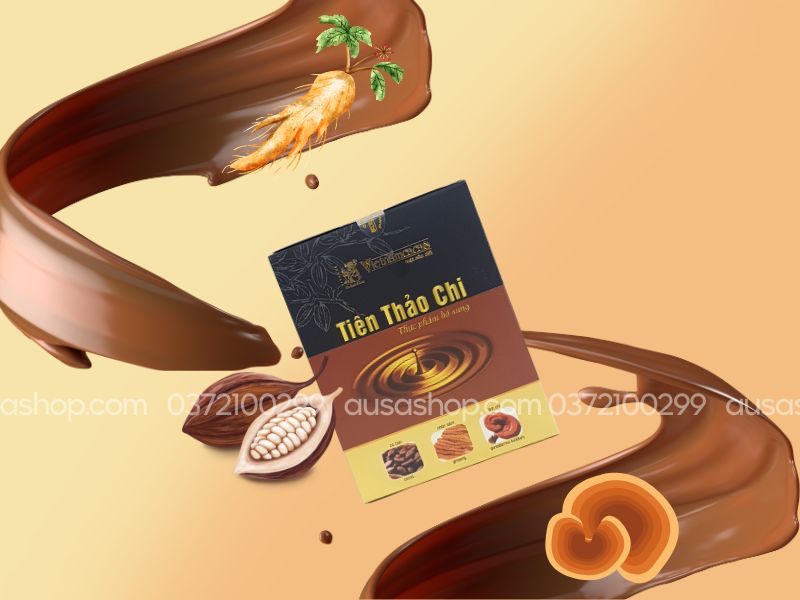 3 thành phần chính của sản phẩm: bột cacao, nhân sâm, linh chi.