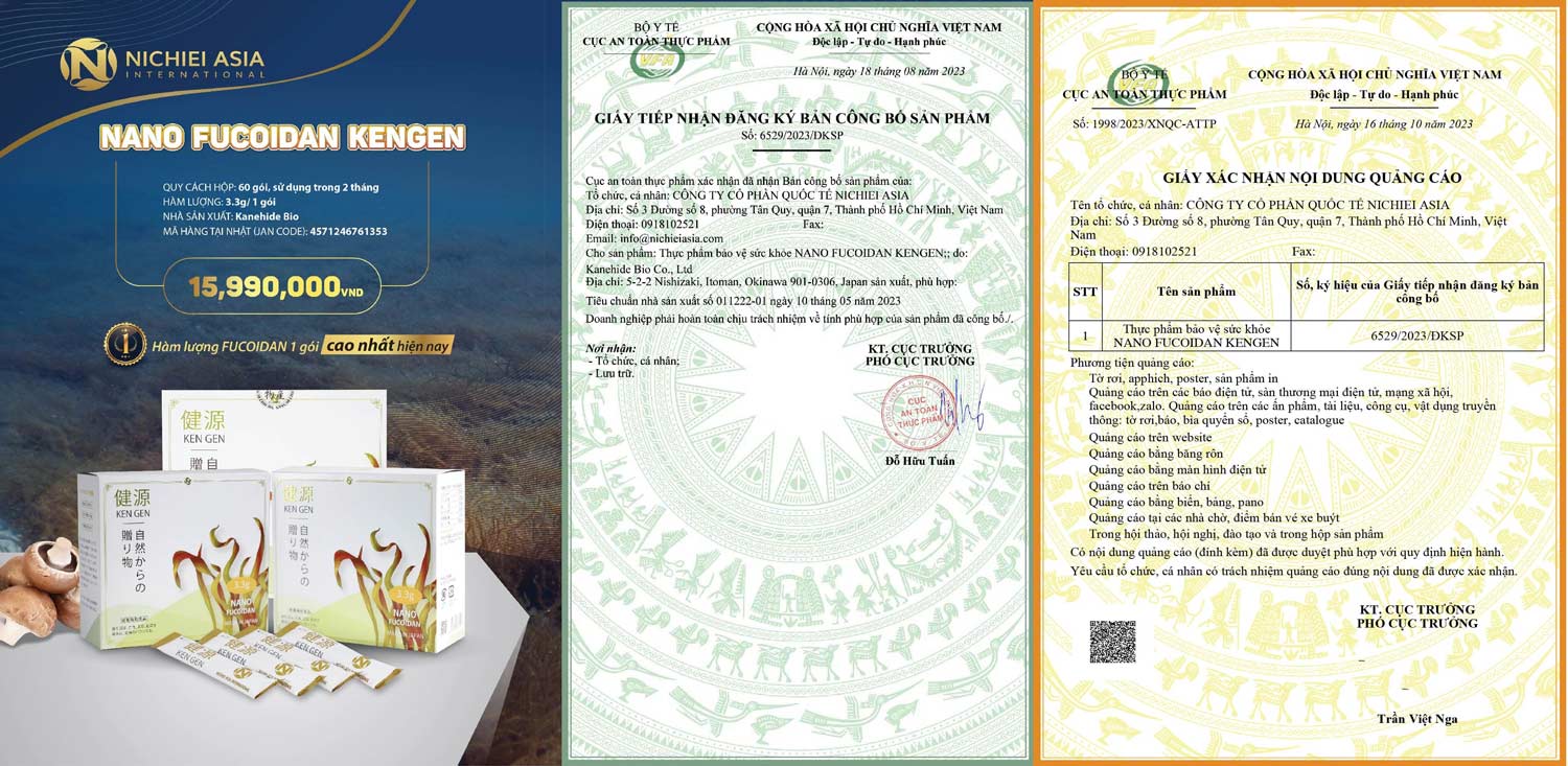 kengen-nano-fucoidan giấy công bố sản phẩm