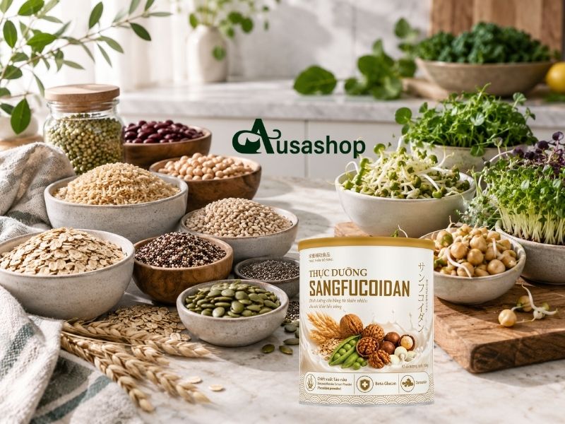 thực dưỡng sangfucoidan có hạt nguyên hạt và nảy mầm