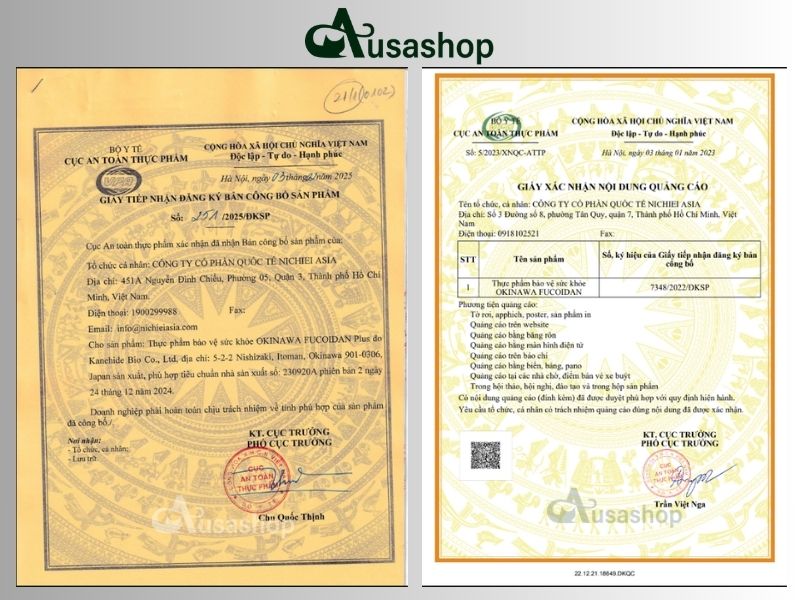 Giấy tờ Okinawa Fucoidan Plus